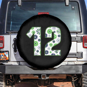 Floral Green Blue Game Day Spare Tire Cover Number 12 Sports Fan