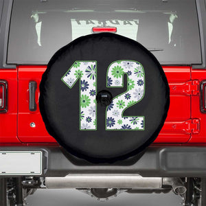 Floral Green Blue Game Day Spare Tire Cover Number 12 Sports Fan