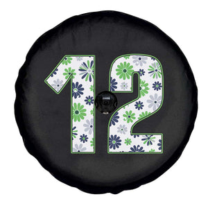 Floral Green Blue Game Day Spare Tire Cover Number 12 Sports Fan