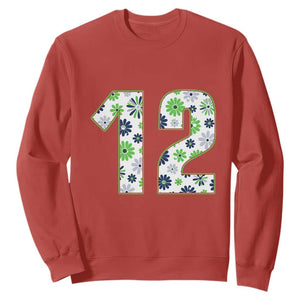 Floral Green Blue Game Day Sweatshirt Number 12 Sports Fan