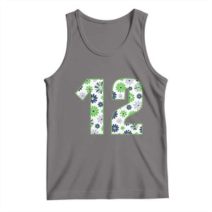 Floral Green Blue Game Day Tank Top Number 12 Sports Fan