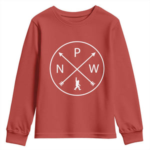 PNW Bigfoot Crossed Arrows Pacific Northwest Pride Youth Sweatshirt