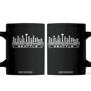Seattle City Skyline Football Word Cloud Coffee Mug Sports Fan Pride