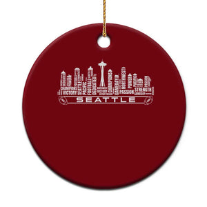 Seattle City Skyline Football Word Cloud Ceramic Ornament Sports Fan Pride
