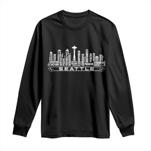 Seattle City Skyline Football Word Cloud Long Sleeve Shirt Sports Fan Pride