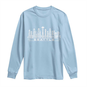 Seattle City Skyline Football Word Cloud Long Sleeve Shirt Sports Fan Pride