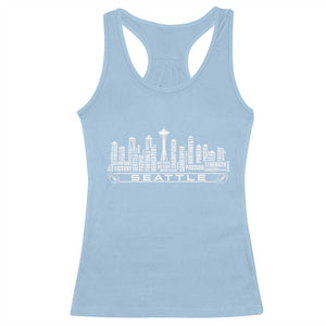 Seattle City Skyline Football Word Cloud Racerback Tank Top Sports Fan Pride