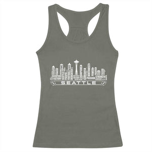 Seattle City Skyline Football Word Cloud Racerback Tank Top Sports Fan Pride