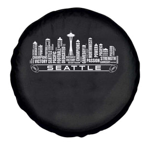 Seattle City Skyline Football Word Cloud Spare Tire Cover Sports Fan Pride