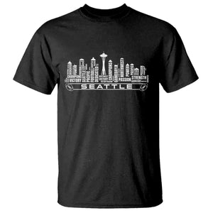 Seattle City Skyline Football Word Cloud T Shirt Sports Fan Pride
