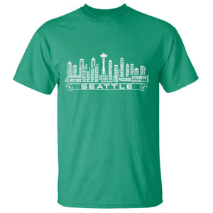 Seattle City Skyline Football Word Cloud T Shirt Sports Fan Pride