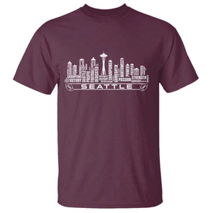 Seattle City Skyline Football Word Cloud T Shirt Sports Fan Pride