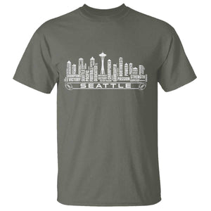 Seattle City Skyline Football Word Cloud T Shirt Sports Fan Pride