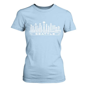 Seattle City Skyline Football Word Cloud T Shirt For Women Sports Fan Pride