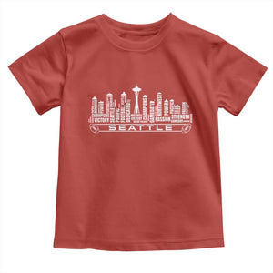 Seattle City Skyline Football Word Cloud Toddler T Shirt Sports Fan Pride