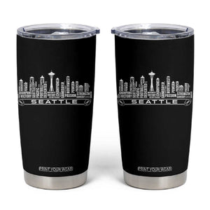 Seattle City Skyline Football Word Cloud Tumbler Cup Sports Fan Pride