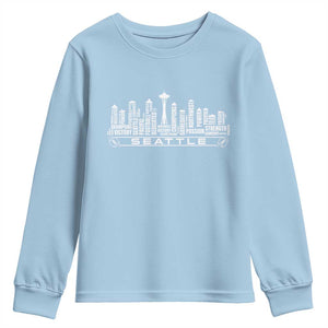 Seattle City Skyline Football Word Cloud Youth Sweatshirt Sports Fan Pride