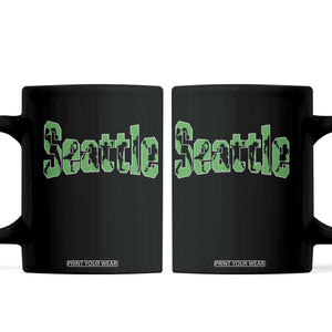 Seattle Sports Player Silhouette Coffee Mug Gift For Football Lovers