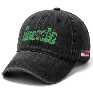 Seattle Sports Player Silhouette Washed Cotton Baseball Cap Gift For Football Lovers