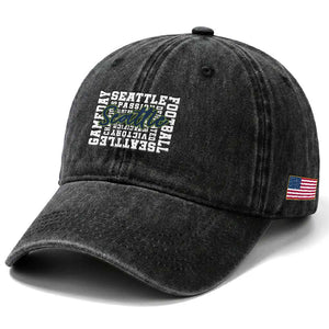 Seattle Emerald City Pride Washed Cotton Baseball Cap Football Fan Game Day Gift