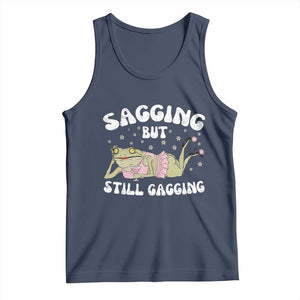 Funny Sagging But Still Gagging Tank Top Sarcastic Frog Humor TS12 Navy Print Your Wear