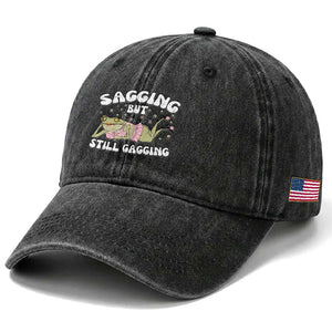 Funny Sagging But Still Gagging Washed Cotton Baseball Cap Sarcastic Frog Humor TS12 Print Your Wear