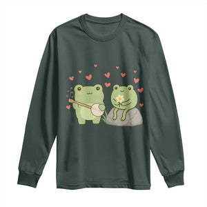 Cute Frog Lover Gift Long Sleeve Shirt Romantic Frog Music TS12 Dark Forest Green Print Your Wear