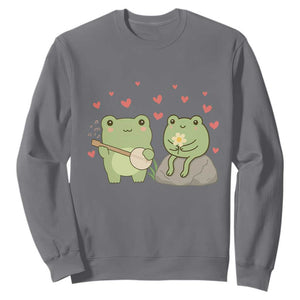 Cute Frog Lover Gift Sweatshirt Romantic Frog Music TS12 Charcoal Print Your Wear