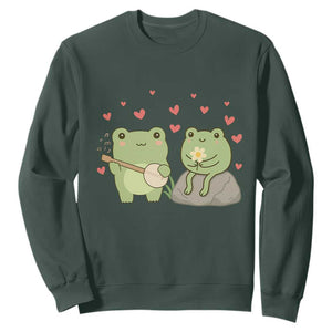 Cute Frog Lover Gift Sweatshirt Romantic Frog Music TS12 Dark Forest Green Print Your Wear