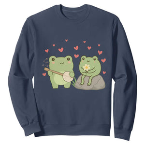 Cute Frog Lover Gift Sweatshirt Romantic Frog Music TS12 Navy Print Your Wear