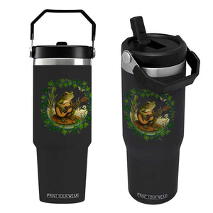 Funny Frog Playing Guitar Flip Straw Tumbler Music Lovers Gift TS12 One Size: 30 oz Black Print Your Wear