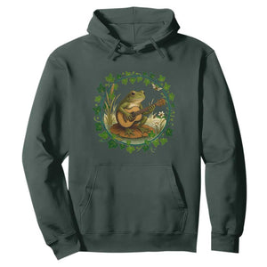 Funny Frog Playing Guitar Hoodie Music Lovers Gift TS12 Dark Forest Green Print Your Wear