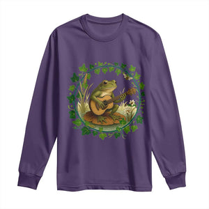 Funny Frog Playing Guitar Long Sleeve Shirt Music Lovers Gift TS12 Purple Print Your Wear