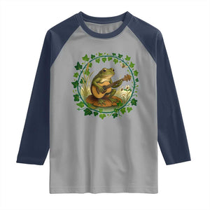 Funny Frog Playing Guitar Raglan Shirt Music Lovers Gift TS12 Sport Gray Navy Print Your Wear