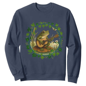 Funny Frog Playing Guitar Sweatshirt Music Lovers Gift TS12 Navy Print Your Wear