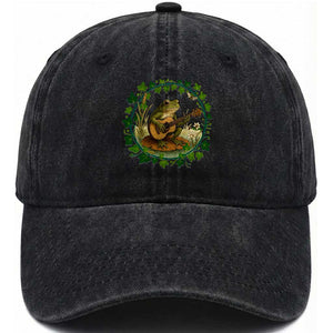 Funny Frog Playing Guitar Washed Cotton Baseball Cap Music Lovers Gift TS12 Print Your Wear