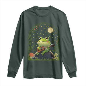 Frog Playing Guitar Long Sleeve Shirt Gift for Musicians TS12 Dark Forest Green Print Your Wear