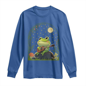 Frog Playing Guitar Long Sleeve Shirt Gift for Musicians TS12 Royal Blue Print Your Wear