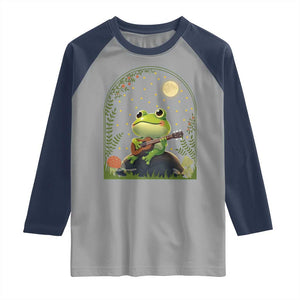 Frog Playing Guitar Raglan Shirt Gift for Musicians TS12 Sport Gray Navy Print Your Wear