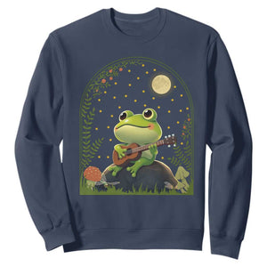Frog Playing Guitar Sweatshirt Gift for Musicians TS12 Navy Print Your Wear