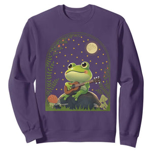 Frog Playing Guitar Sweatshirt Gift for Musicians TS12 Purple Print Your Wear