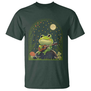 Frog Playing Guitar T Shirt Gift for Musicians TS12 Dark Forest Green Print Your Wear