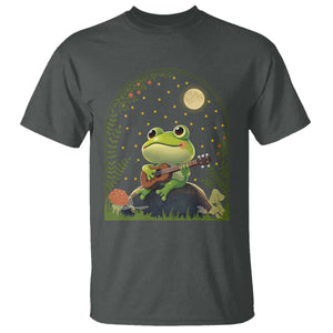 Frog Playing Guitar T Shirt Gift for Musicians TS12 Dark Heather Print Your Wear