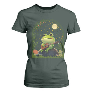 Frog Playing Guitar T Shirt For Women Gift for Musicians TS12 Dark Forest Green Print Your Wear