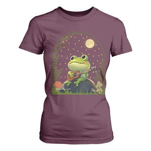 Frog Playing Guitar T Shirt For Women Gift for Musicians TS12 Maroon Print Your Wear