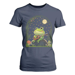 Frog Playing Guitar T Shirt For Women Gift for Musicians TS12 Navy Print Your Wear