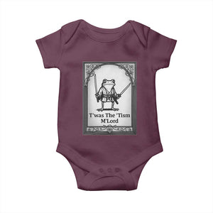 Twas The Tism MLord Baby Onesie Funny Medieval Knight Frog Gift TS12 Maroon Print Your Wear