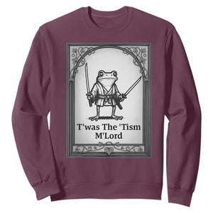 Twas The Tism MLord Sweatshirt Funny Medieval Knight Frog Gift TS12 Maroon Print Your Wear
