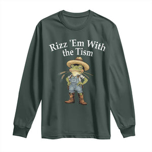 Autism Frog Long Sleeve Shirt Funny Rizz Em With The Tism TS12 Dark Forest Green Print Your Wear