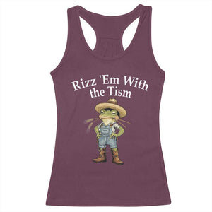 Autism Frog Racerback Tank Top Funny Rizz Em With The Tism TS12 Maroon Print Your Wear